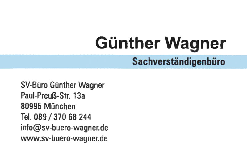 Visitenkarte Sachverständigenbüro Günther Wagner